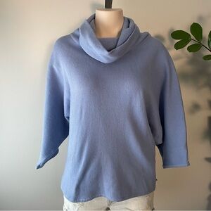 Yest Netherlands Cowl Neck Knit Ribbed Sweater Batwing Powder Blue Size 10
